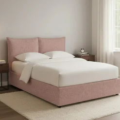 Letto Piazza e Mezza Rosa Sfoderabile Contenitore, Dimensione Materasso 120x190 cm - Rodero