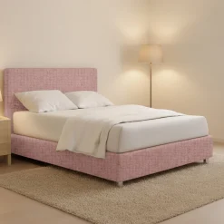 Letto Piazza e Mezza Rosa Sfoderabile Contenitore, Dimensione Materasso 120x200 cm - Concesio