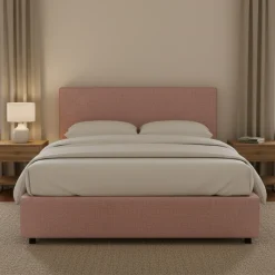 Letto Piazza e Mezza Rosa Sfoderabile Contenitore, Dimensione Materasso 120x200 cm - Pogno