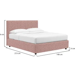Letto Piazza e Mezza Rosa Sfoderabile Contenitore, Dimensione Materasso 120x200 cm - Pogno