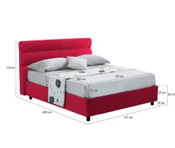 Letto Piazza e Mezza Rosso Materasso Incluso Sfoderabile, Contenitore Made in Italy - Brinzio