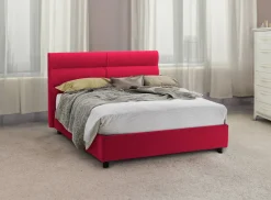 Letto Piazza e Mezza Rosso Materasso Incluso Sfoderabile, Contenitore Made in Italy - Briosco