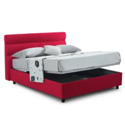 Letto Piazza e Mezza Rosso Materasso Incluso Sfoderabile, Contenitore Made in Italy - Briosco