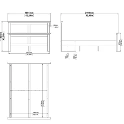 Letto piazza e mezza Umbert, 158x211 h110 cm, Bianco