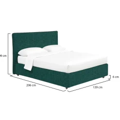 Letto Piazza e Mezza Verde Petrolio Sfoderabile Contenitore, Dimensione Materasso 120x190 cm - Cirie