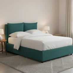 Letto Piazza e Mezza Verde Petrolio Sfoderabile Contenitore, Dimensione Materasso 120x190 cm - Forli