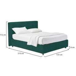 Letto Piazza e Mezza Verde Petrolio Sfoderabile Contenitore, Dimensione Materasso 120x200 cm - Concesio