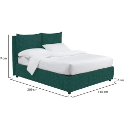 Letto Piazza e Mezza Verde Petrolio Sfoderabile Contenitore, Dimensione Materasso 120x200 cm - Diamante