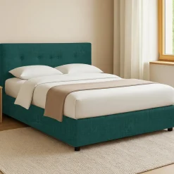 Letto Piazza e Mezza Verde Petrolio Sfoderabile Contenitore, Dimensione Materasso 120x200 cm - Rezzago