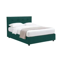 Letto Piazza e Mezza Verde Petrolio Sfoderabile Contenitore, Dimensione Materasso 120x200 cm - Rezzago
