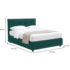 Letto Piazza e Mezza Verde Petrolio Sfoderabile Contenitore, Dimensione Materasso 120x200 cm - Rezzago