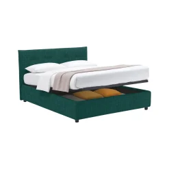 Letto Piazza e Mezza Verde Petrolio Sfoderabile Contenitore, Dimensione Materasso 120x200 cm - Rezzago