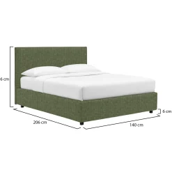 Letto Piazza e Mezza Verde Sfoderabile Contenitore, Dimensione Materasso 120x190 cm - Ciconio