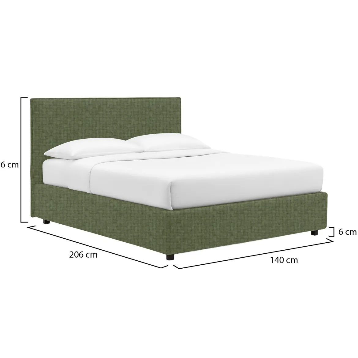 Letto Piazza e Mezza Verde Sfoderabile Contenitore, Dimensione Materasso 120x190 cm - Ciconio