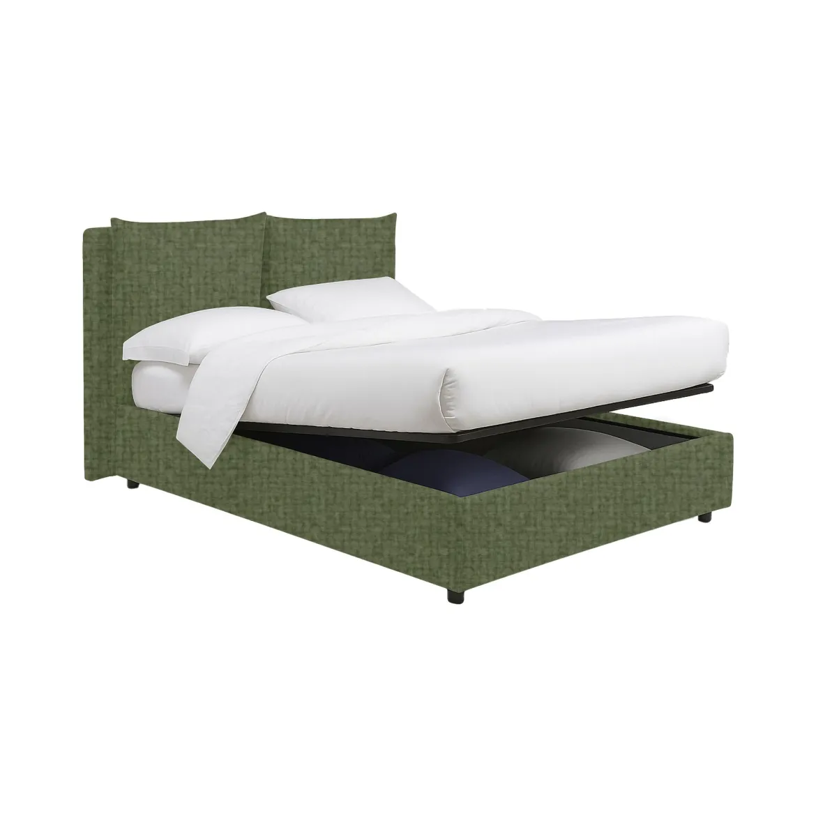 Letto Piazza e Mezza Verde Sfoderabile Contenitore, Dimensione Materasso 120x190 cm - Forli