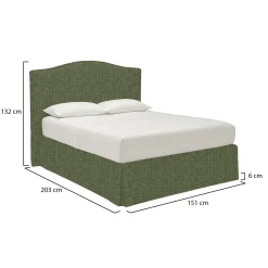 Letto Piazza e Mezza Verde Sfoderabile Contenitore, Dimensione Materasso 120x190 cm - Lavagna