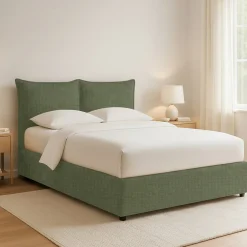 Letto Piazza e Mezza Verde Sfoderabile Contenitore, Dimensione Materasso 120x190 cm - Rodero
