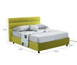 Letto Piazza e Mezza Verde Sfoderabile Contenitore, Dimensione Materasso 120x200 cm - Codevigo