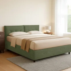 Letto Piazza e Mezza Verde Sfoderabile Contenitore, Dimensione Materasso 120x200 cm - Concesio