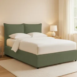 Letto Piazza e Mezza Verde Sfoderabile Contenitore, Dimensione Materasso 120x200 cm - Noceto