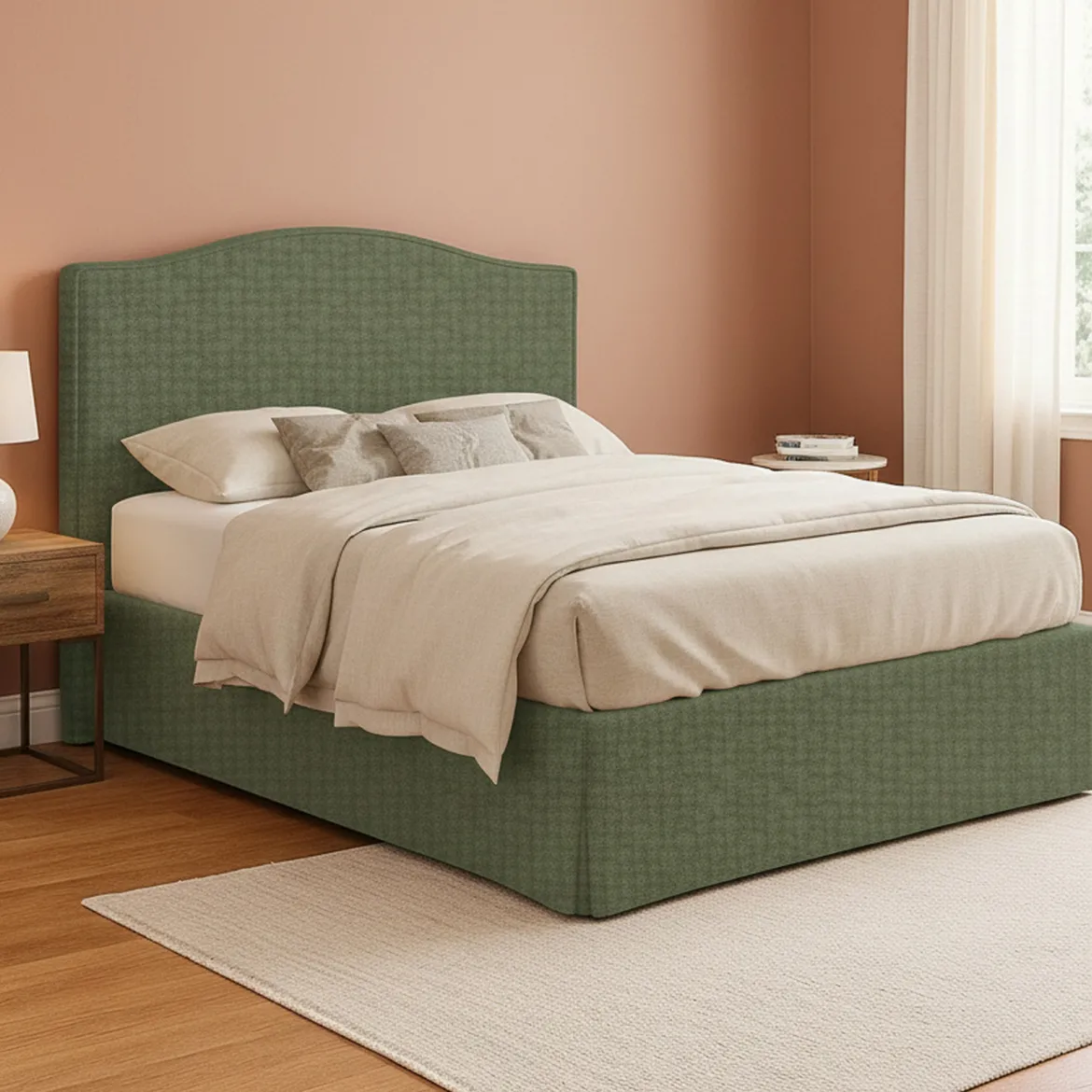 Letto Piazza e Mezza Verde Sfoderabile Contenitore, Dimensione Materasso 120x200 cm - Pollutri
