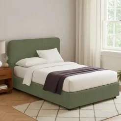 Letto Piazza e Mezza Verde Sfoderabile Contenitore, Dimensione Materasso 120x200 cm - Rezzago