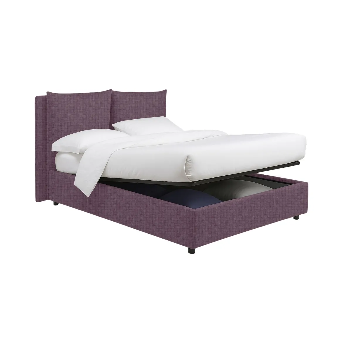 Letto Piazza e Mezza Viola Lilla Sfoderabile Contenitore, Dimensione Materasso 120x190 cm - Erchie