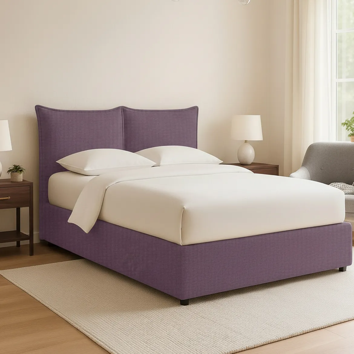 Letto Piazza e Mezza Viola Lilla Sfoderabile Contenitore, Dimensione Materasso 120x190 cm - Rodero