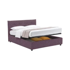 Letto Piazza e Mezza Viola Lilla Sfoderabile Contenitore, Dimensione Materasso 120x200 cm - Rezzago