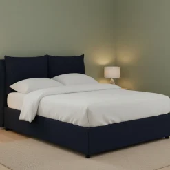 Letto Piazza e Mezza Viola Scuro Sfoderabile Contenitore, Dimensione Materasso 120x190 cm - Erchie