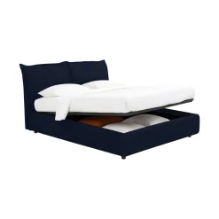 Letto Piazza e Mezza Viola Scuro Sfoderabile Contenitore, Dimensione Materasso 120x190 cm - Rodero