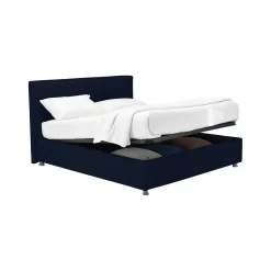 Letto Piazza e Mezza Viola Scuro Sfoderabile Contenitore, Dimensione Materasso 120x200 cm - Concesio