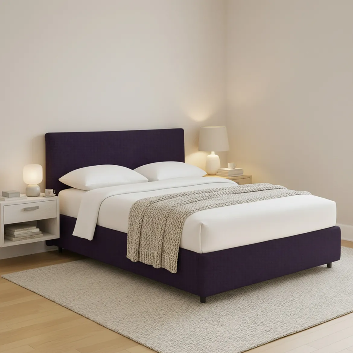 Letto Piazza e Mezza Viola Sfoderabile Contenitore, Dimensione Materasso 120x190 cm - Dogliola