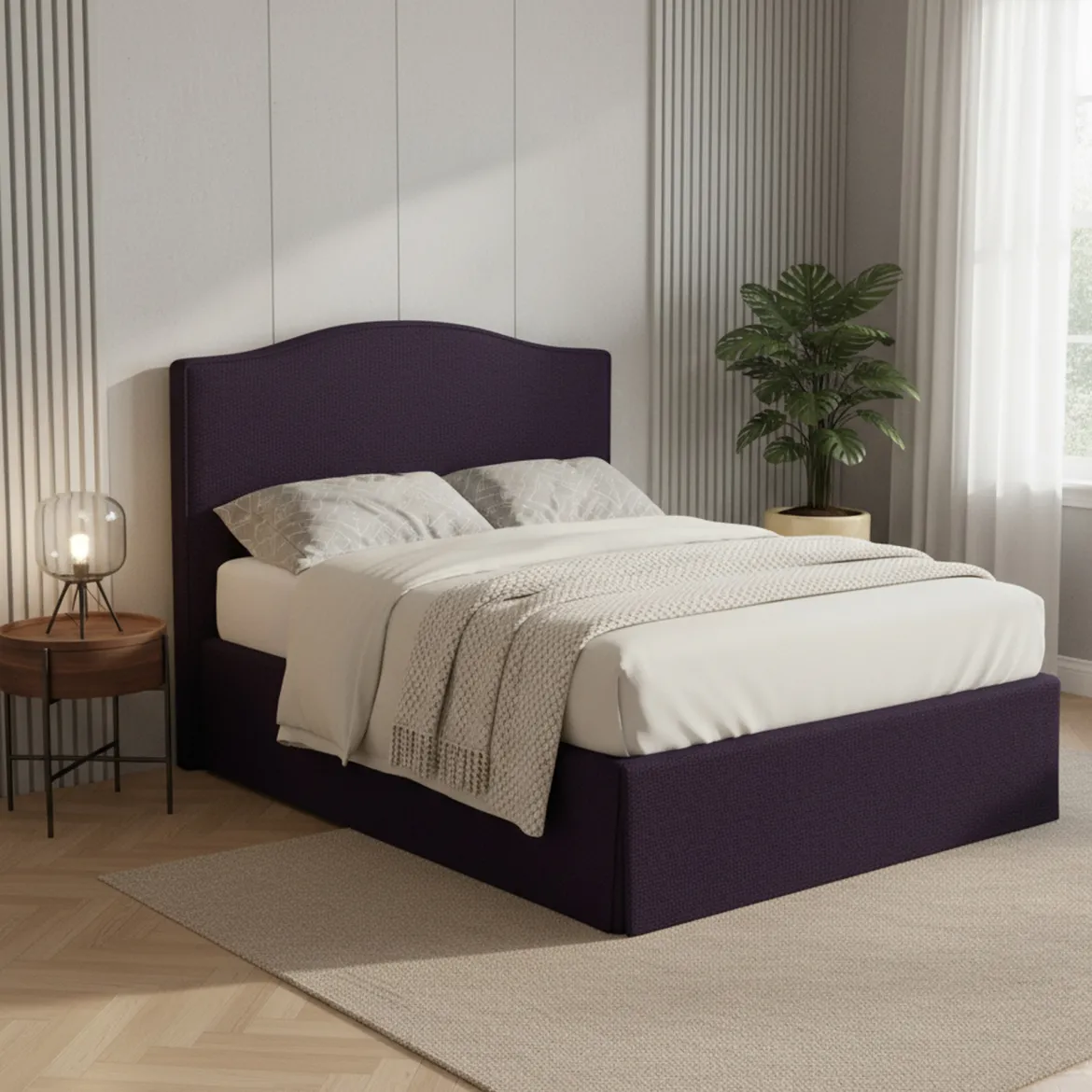 Letto Piazza e Mezza Viola Sfoderabile Contenitore, Dimensione Materasso 120x190 cm - Lavagna
