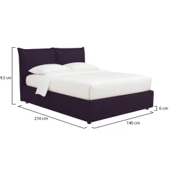 Letto Piazza e Mezza Viola Sfoderabile Contenitore, Dimensione Materasso 120x190 cm - Rodero