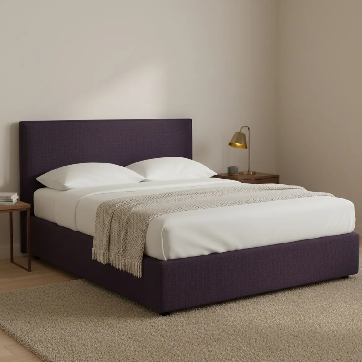 Letto Piazza e Mezza Viola Sfoderabile Contenitore, Dimensione Materasso 120x200 cm - Pogno