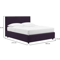 Letto Piazza e Mezza Viola Sfoderabile Contenitore, Dimensione Materasso 120x200 cm - Pogno