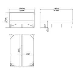 Letto piazza e mezza Zeri, 197x153 h91 cm, Rovere