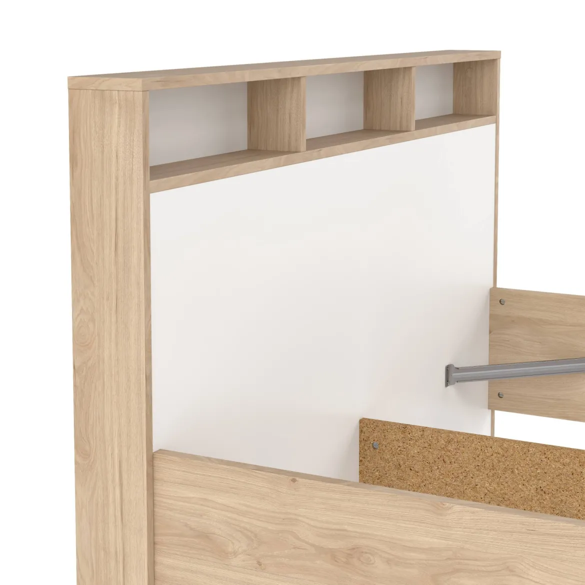 Letto piazza e mezza Zinasco, 206x150 h97 cm, Rovere e Bianco