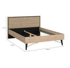 Letto piazza e mezza Zocca, 207x153 h91 cm, Rovere
