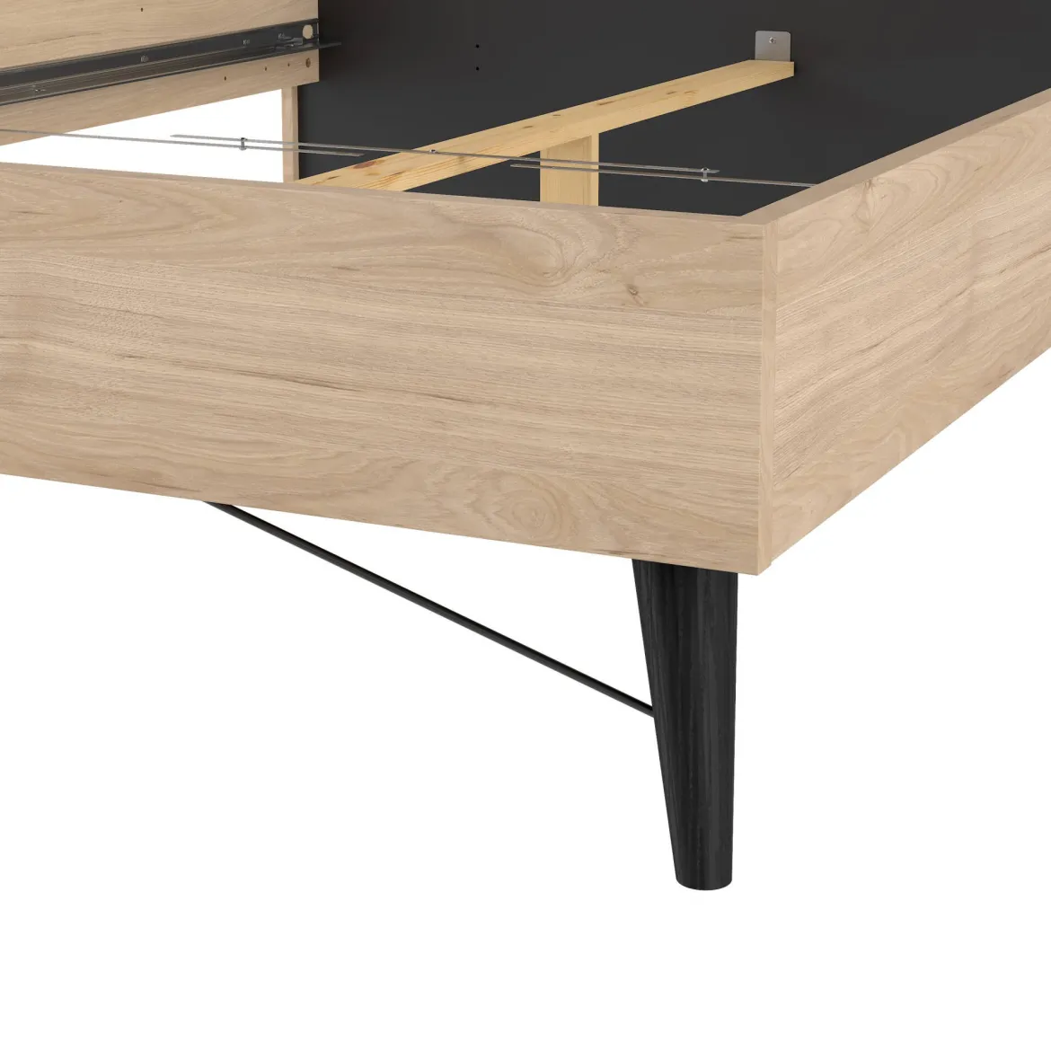 Letto piazza e mezza Zocca, 207x153 h91 cm, Rovere
