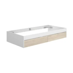 Letto 1 piazza moderno bianco e rovere 194x95cm adatto per materasso 90x190 cm - Neki