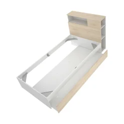 Letto 1 piazza moderno rovere e bianco 218x99 - Evelina