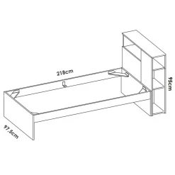 Letto 1 piazza moderno rovere e bianco 218x99cm adatto per materasso 90x190 cm - Asturno