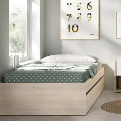 Letto 1 piazza rovere 194x95cm adatto per materasso 90x190 cm - Neki