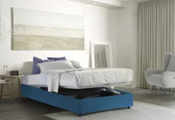 Letto 2 piazze con contenitore blu 180x220cm comodo - Geras