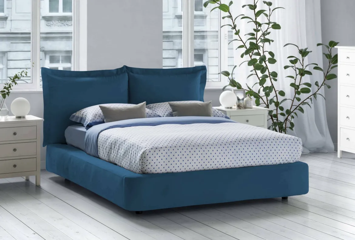 Letto 2 piazze con contenitore blu 190x215cm - Alizarin