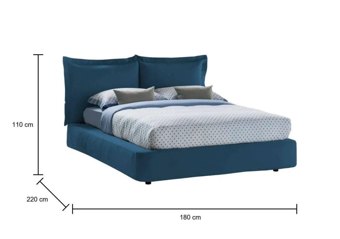 Letto 2 piazze con contenitore blu 190x215cm - Alizarin