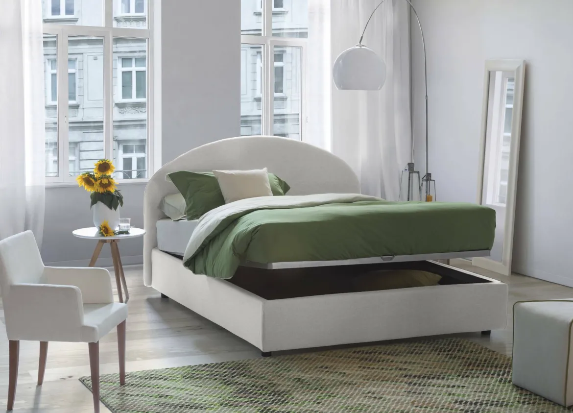 Letto 2 piazze contenitore bianco 175x205cm robusto - Amida