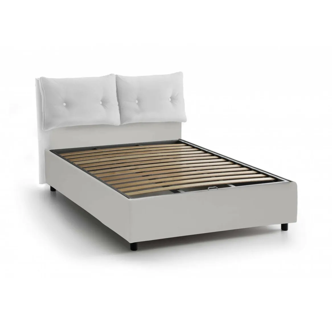 Letto 2 piazze contenitore bianco 175x215cm testiera morbida - Artrax